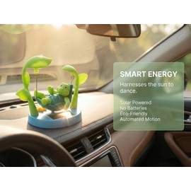 Totority Solar Powered Turtle Car Ornament with Swinging Head - Creative Dashboard Decoration for Cute Turtle and Fun Car Interiors