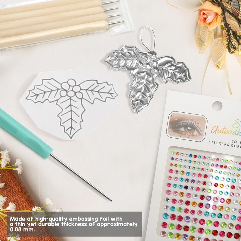 15 Pcs Silver Aluminum Leaf Sheets, Embossing Foil for Craft