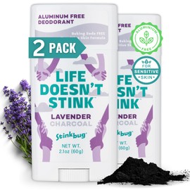Stinkbug Naturals Organic Aluminum Free Deodorant Stick with Lavender, Coconut Oil and Activated Charcoal, Paraben Free, Sensitive Skin Deodorant, 2.1 Ounces Pack of 2