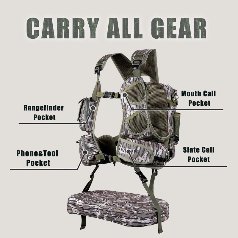 UIIHUNT Turkey Vest with Seat: Lightweight Turkey Hunting Vest with