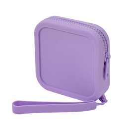 HHQQWZ Small Square Portable Silicone Makeup Bag for Women Girls, Small Travel Lovely Waterproof Toiletry Cosmetic Bag, Zipper Closure Organizer Makeup Case with Handle (Purple)