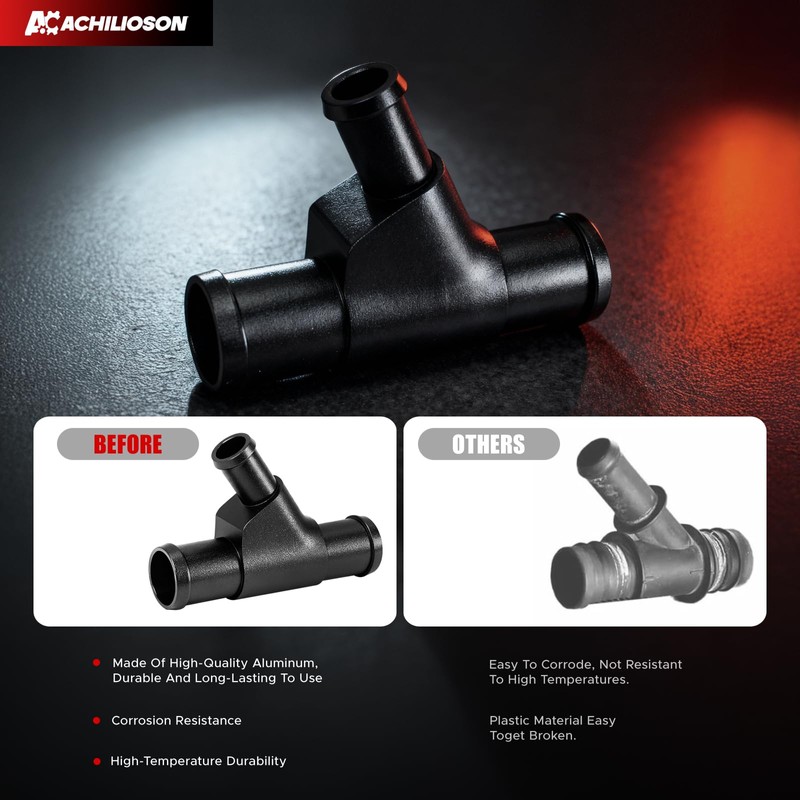 Weldless Aluminum Radiator Coolant Y-Pipe Coolant Hose Connector Pipe for