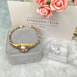 YDOOQAZ Handcrafted Baroque Bracelet- pearl bracelets for women gold-Women's Bracelets Fashionable Cute Pearl Bracelets (small gold pink)