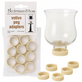 Biedermann & Sons Votive Rubber Gaskets for Peg Candle Holders (Tan, 10 Pack), 7/8 Inch Diameter 1/4 Inch Thick, Ribbed Inserts for Votive Cups and Lamp Shade Adaptors