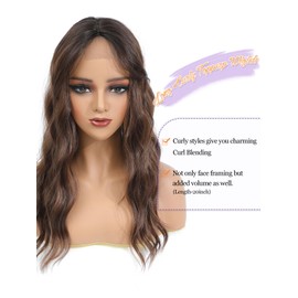 Hair Topper 20 Inch Synthetic Wavy Clip-In Topper for Daily Wear, Instant Volume & Length, Breathable for All-Day Comfort, Perfect for Thinning Hair (Brunette Brown Balayge with Dark Root)