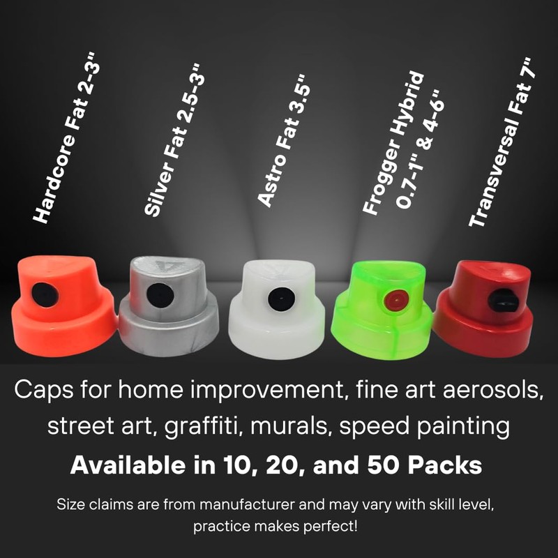 Fat and Wide Spray Paint Variety Cap Pack for Female