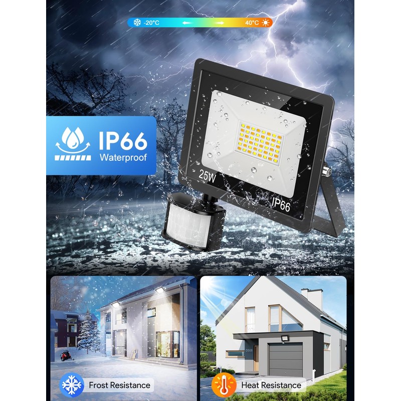 COTLEDL 25 W LED Spotlight with Motion Sensor Outdoor, 2700