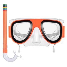 Hardys Kids Snorkel Set - Two Piece Snorkel Mask, Adjustable Strap and Comfortable Fit - Watertight Seal Diving Mask & Mouthpiece - Snorkeling Scuba Mask for Swimming and Holidays (Orange)
