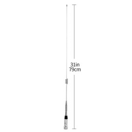 HYS TC-VUM10A 31inch 785mm Dual Band 144/430Mhz 2Meter 70cm 200W 3/5dBi Stainless Steel Mobile Antenna PL259 (UHF-Male) Connector for Yaesu Motorola Midland Icom Ham Mobile Radio Transceiver