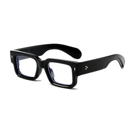 EYLRIM Square Thick Frame Glasses for Women Men Chunky Rectangle Blue Light Glasses Non Prescription Eyeglasses(Black)