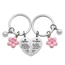 Mother Daughter Heart Keychains Set Birthday Mothers Day Gifts for Mommy Mun Long Distance Matching Keychain for Mom and Daughter Graduation Gift