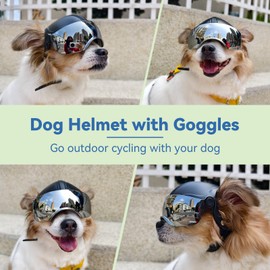 Dog Helmet for Small Breed Cool Pet Motorcycle Helmet with Drop-Down Silver Visor (Without Rivets)