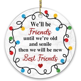 Fvviia Friend Christmas Ornament Gifts for Women - Friendship Ceramic Ornament 3'' Gifts for Women Friend - Bestie Gifts - Sister Gifts from Sister On Birthday - Xmas Tree Hanging Decoration