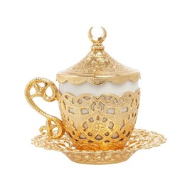 Alisveristime 27 Pc Turkish Greek Arabic Coffee Espresso Cup Saucer Set (Gelincik) Gold