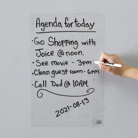 Think Board Self-Adhesive Whiteboard Wall Sticker, Peel and Stick Dry Erase Board Wall Cling for Home and Office, Removable Wall Decals, Super Sticky, Stain-Proof Message Board (11"x17", Clear)