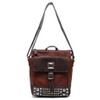 Brown Color Block bling Studs Western Cross-body L Messenger Bag