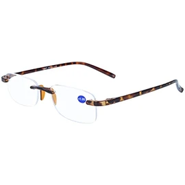 I NEED YOU Light G67100, Havana, Rimless Plastic Glasses with Case, Havana, 1 Dioptre