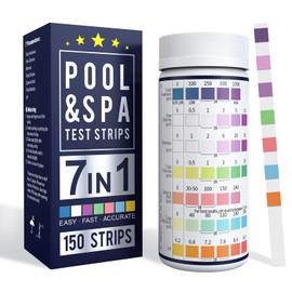 Hot Tub Test Strips 7 in 1, Pool Test Strips 150 Strips Pool & SPA Test Kit Strips Water Test Kits, Pool Essentials Water Chemical Testing for Chlorine, Bromine, Hardness, pH, More, Accurate Test Way