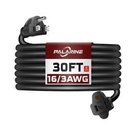 PALARINE 30ft Black Outdoor Extension Cord Waterproof, UL Listed, 16/3 SJTW Heavy Duty 3 Prong, 16 Gauge 13A Power Cord Ideal for Indoor Outdoor Lights, Appliances, and Lawn