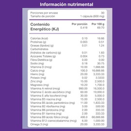 Mebipren9 30 cáps - Ácido fólico, Complejo B, Vitamina D, Calcio, Hierro, Potasio, Zinc, Magnesio, Vitamina A, Vitamina C, Vitamina E y Omega 3