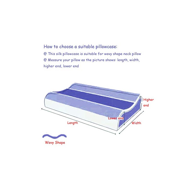 100% Mulberry Silk Pillowcase for Memory Foam, Cervical, Contour Pillow