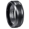 VAKKI 8mm Men' Black Tungsten Carbide Ring Brushed Center High
