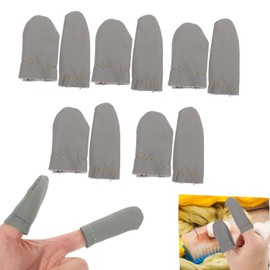 BEANPRECOY 10Pcs Leather Finger Cots DIY Finger Thimble Leather Thimble for Hand Sewing Knitting Thimble Leather Thimble Pads Knit Gloves Leather Gauntlet Thumb PU Leather Material Thumb Protector