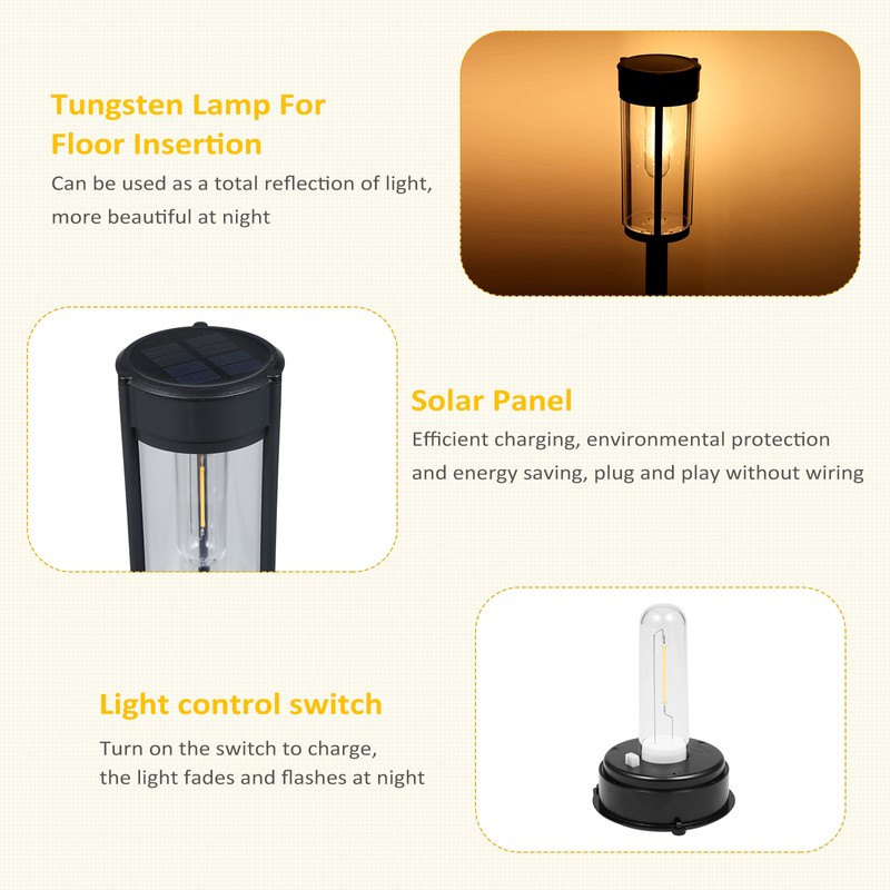 Solar Pathway Lights Waterproof Solar Outdoor Lights with LED Tungsten