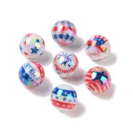 Ornazy 40 pcs Random 15mm Acrylic Round Beads UV Plated Gumball Beads Colorful Star Bubblegum Beads for DIY Bracelet Necklace Jewelry Making