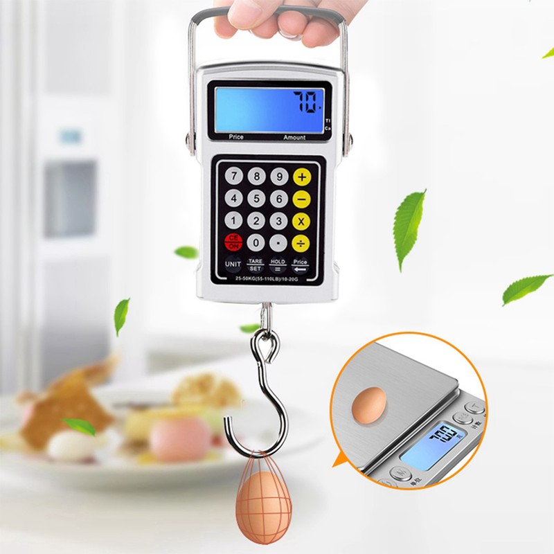 Electronic Fish Hook Scale 50Kg Luggage Weighing 7 in 1