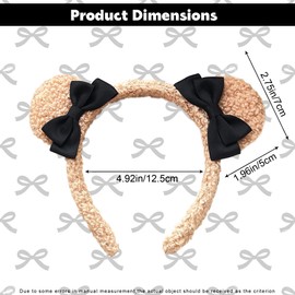 JazSwirl Bear Ears Headband, Cute Animal Ears Headband, Makeup Face Washing Headbands, Plush Spa Skincare Headbands for Women (Light Khaki, 1)