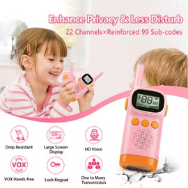 Walkie Talkies for Kids,Birthday Xmas Gifts for 3 4 5 6 7 8 9 10 11 12 Year Old Toddler,Walkie Talkies Long Range Kids,Boys and Girls Toys for Fun 2 Pack,22CH 2 Way VOX Radio 3Km for Outdoor