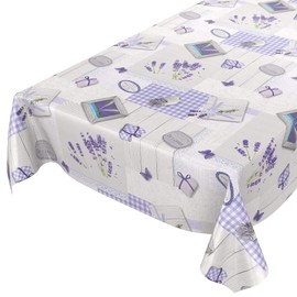 ANRO Oilcloth Tablecloth Oilcloth Tablecloth Washable Lavender Provance Country House 180 x 140 cm