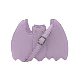 GOTHX GOTHIC LILAC BAT SHOULDER BAG Ladies Long Strap Vegan Leather Black Handbag Pastel Goth Pagan Punk Rock Gig Festival Travel Bag