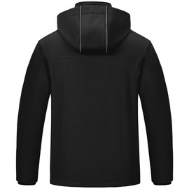 Pursky All Weather Jacket Jogging Men Soft Shelled Men's Lightweight Softshell Warm Fleece Lined Windbreaker Waterproof Shell Coat For Outdoor Hiking Black XL