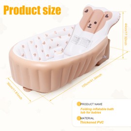 PVC Inflatable Baby Bathtub Non Slip Toddler Bath Tub Soft Comfortable Travel Shower Basin Ergonomic Bath Tub for Newborn Baby
