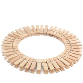 Voarge 50 Clothes Pegs Made of Beech Wood with Extra Strong Spiral Spring Wooden Pegs for Hanging Laundry Suitable for Any Washing Line, Stable and Weather-Resistant