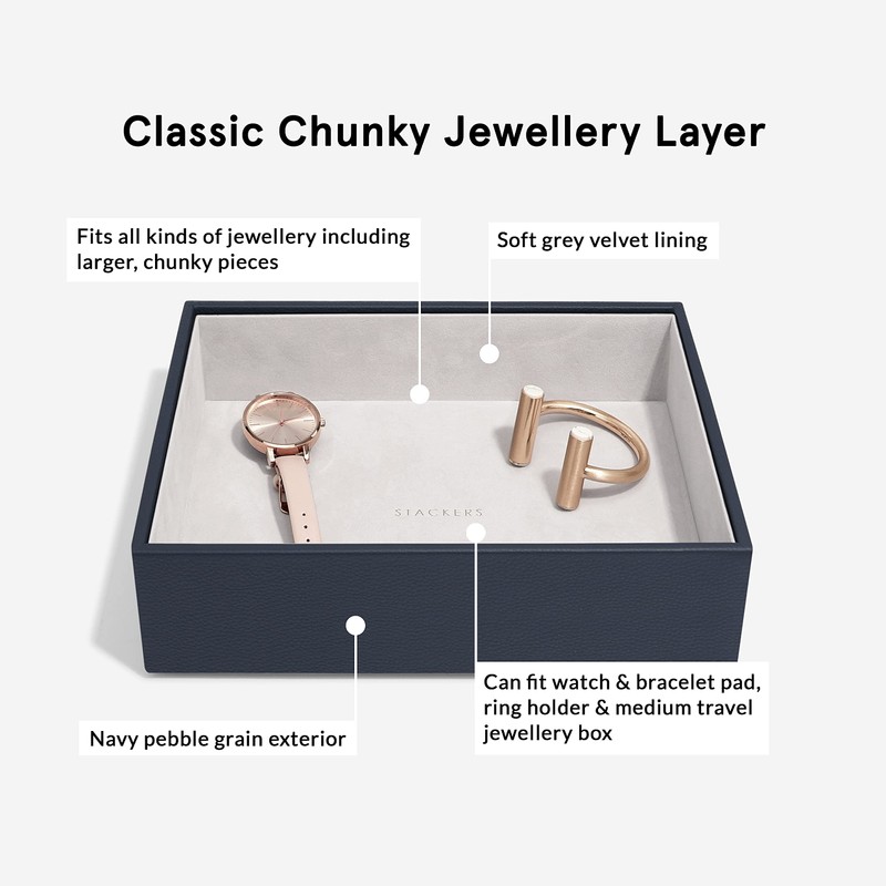 Stackers Navy Classic Navy Jewellery Box Chunky Jewellery Layer