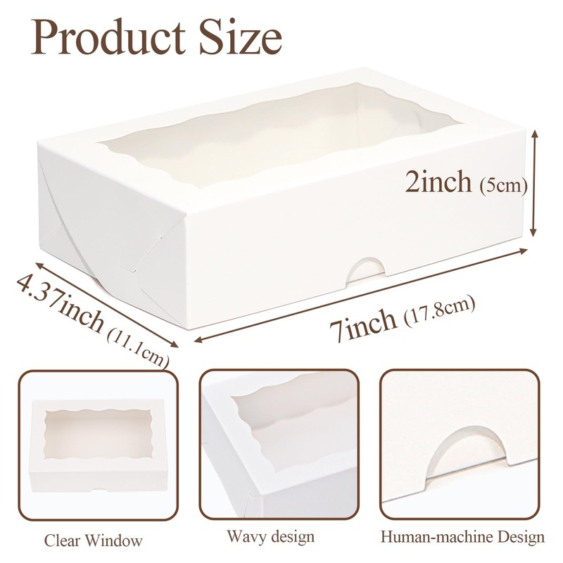 TEMLQPACK 25pcs 7x4.3x2 Inches White Chocolate Covered Strawberries Cookies Cakesickle
