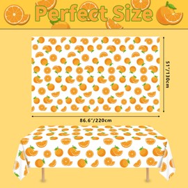PTECDROTS 4Pcs Little Cutie Party Tablecloth, Orange Fruit Table Covers, Rectangular Orange Birthday Party Supplies for Kids Birthday Baby Shower Summer Fruit Party, 86 x 51 Inch