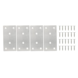 4 PCS Mending Plates Heavy Duty,ULIFESTAR Flat Bracket Stainless Steel Straight Brace Repair Fixing Plates Connector Joining Bracket for Wood Furniture Shelves Cabinets with Mounting Screws