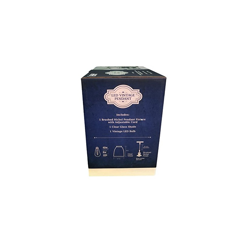 Feit Dimmable LED Vintage Pendant Brushed Nickel Clear Glass (40W