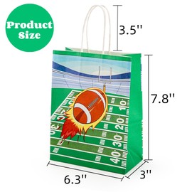 Acshio 50 Pieces Football Gift Bags, Football Party Favors Goodie Bag with Handle, Rugby Sports Theme Treat Gift Wrap Bag Candy Snack Bags for Birthday, Party Decor, Game Time