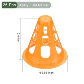 YOKIVE 25 Pcs Agility Cones, Training Sport Cones Marker Cones with Square Holes, Great for Basketball Football Soccer Skating (Orange, 3-Inch Dia)