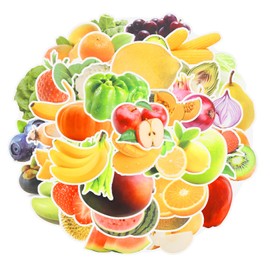Foyods Pack of 120 Fruit Stickers, Various Realistic Fruit Vegetable Stickers for Children, Funny Fruit Vegetable Stickers, for Scrapbooks, Laptop, Phone, Tablet, Luggage, Gifts and Rewards
