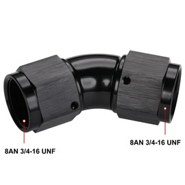 Podavelle 8AN Female to 8AN Female Flare 45 Degree Swivel Full flow Coupler Fitting Union Adapter Aluminum Black