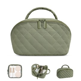 honitty Makeup Bag, Quilted Makeup Bag, Puffy Travel Make up Bags, Cosmetic Organizer Bag, Waterproof Toiletry Bag for Women