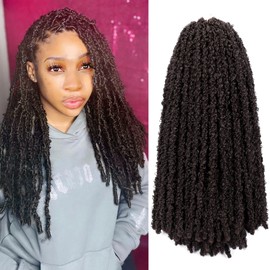 Vomella 6 Packs Butterfly Locs 20 Inch Long Butterfly Locs Crochet Hair Distressed Locs Crochet Braids Dreadlock Extensions Curly Wavy Faux Locs Pre-looped Soft Locs Crochet Hair for Black Women (3#)