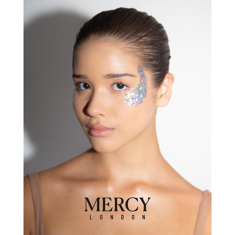 MERCY LONDON Glitter Highlights Sticker in Silver Holographic. Easy Application