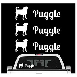 siviwonder Puggle Pug Beagle Mix Sticker Set of 3 Dog Stickers Dog Motif Dog Foil Colour White Size 10 cm